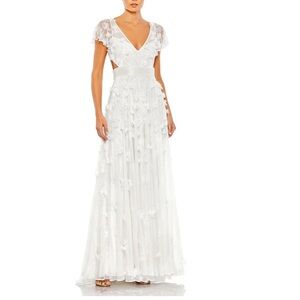 Mac Duggal White Lace Gown